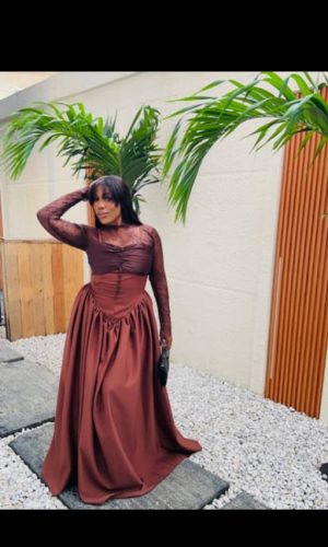 Ivy Dress – Elegant Women’s Evening Gown (Black & Brown)